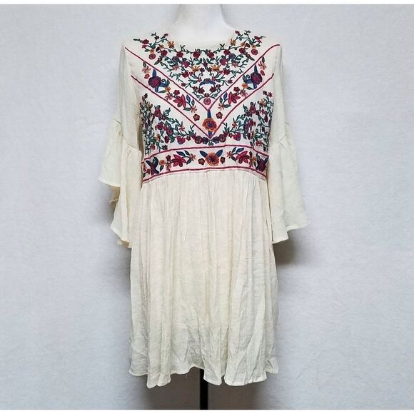 Umgee Boho Bliss Cream Floral Embroidered Dress - Picture 4 of 15